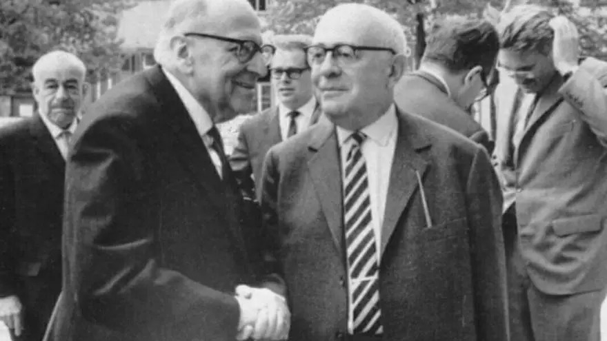 Marxist Frankfurt School Horkheimer and Adorno 1964.jpg