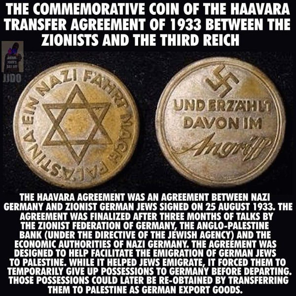 Commemorative Medal or Coin Of The Zionist-Nazi Transfer-Exchange  Agreement To Palestine